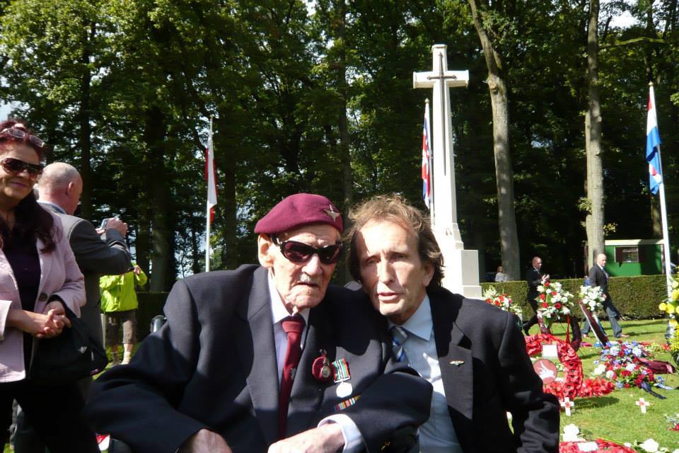 Reg Curtis and Geoffrey Holland at the Airborne Cemetery
